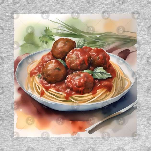 National Spaghetti Day - January 4 - Watercolor by Oldetimemercan